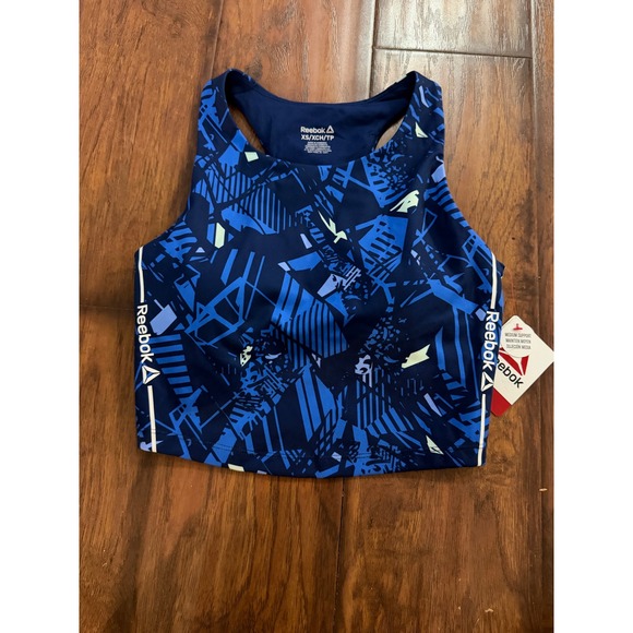 Reebok Other - NWT Reebok Play On Crop Tank Bra XS Medieval Blue Medium Support Sports Bra